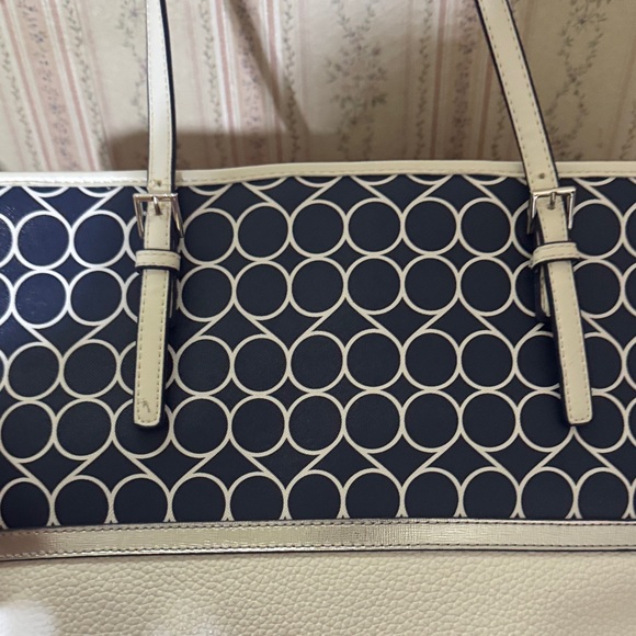Nine West Navy and White Circle Pattern Tote - Picture 12 of 12